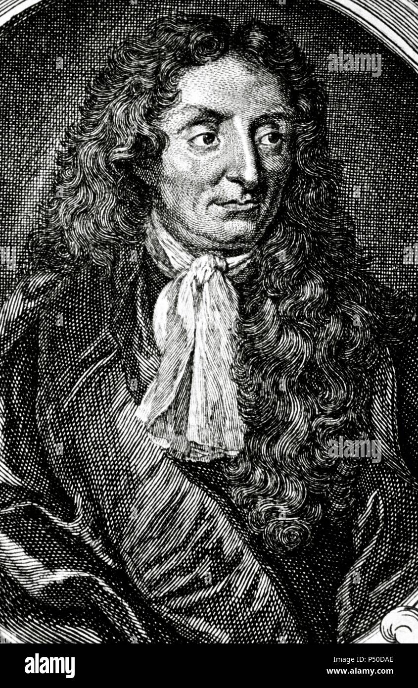LA FONTAINE, Jean de (Ch‚teau-Thierry,1621-ParI`s,  1695). French fabulist and poet. Stock Photo